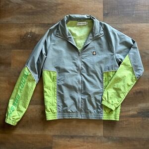 Teddy Fresh Men's‎ XS Colorblock Green Grey Bear Patch Windbreaker Track Jacket